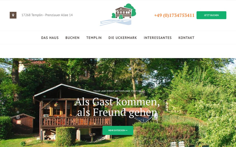 Screenshot der Website Ferienhaus Am See 14