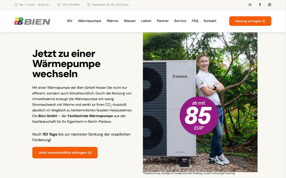 Screenshot der Website BIEN GmbH