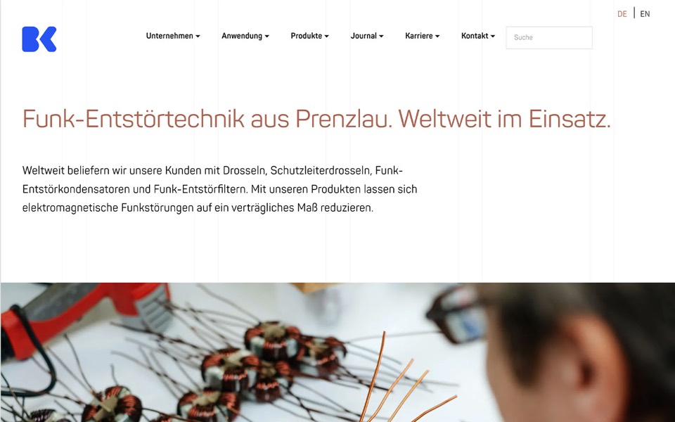 Screenshot der Website BKT Prenzlau