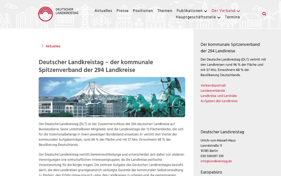 Screenshot der Website Deutscher Landkreistag