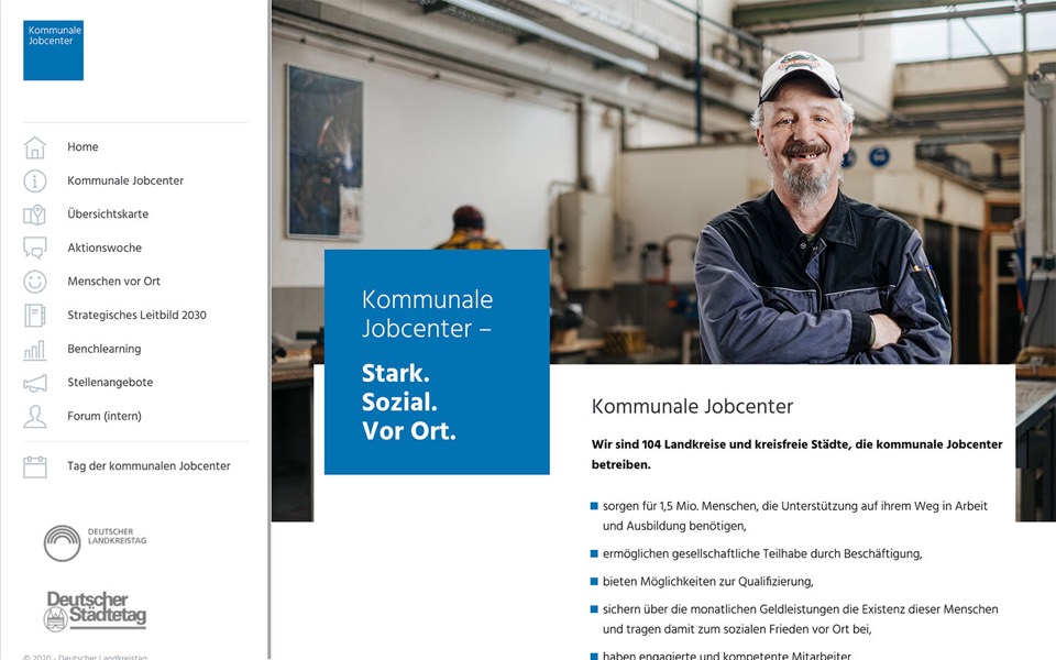 Screenshot der Website Kommunale Jobcenter