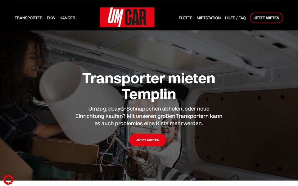 Screenshot der Website UMCAR Fahrzeugvermietung